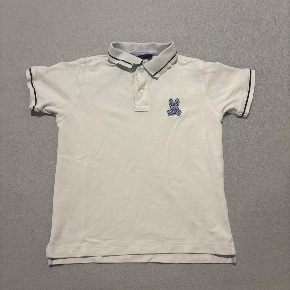 Psycho Bunny Kids Polo Shirts Size Medium White School Preppy Casual Collar